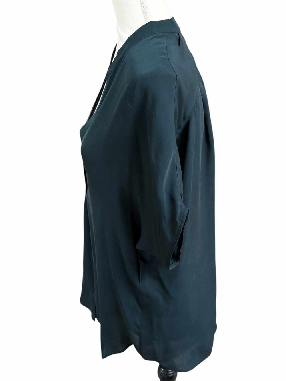 Vince 100% Silk Popover Blouse Dark Teal Green Dolman Cap Sleeve S - Picture 6 of 12
